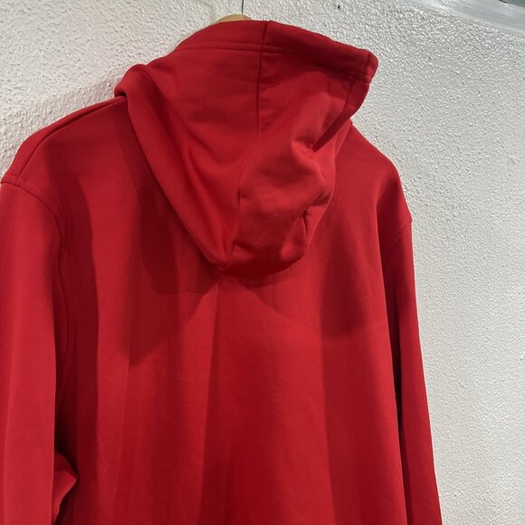 Under Armour Fleece Big Logo Hoodie Sz XXL Red Black Big Logo Pullover Pocket - Picture 7 of 12
